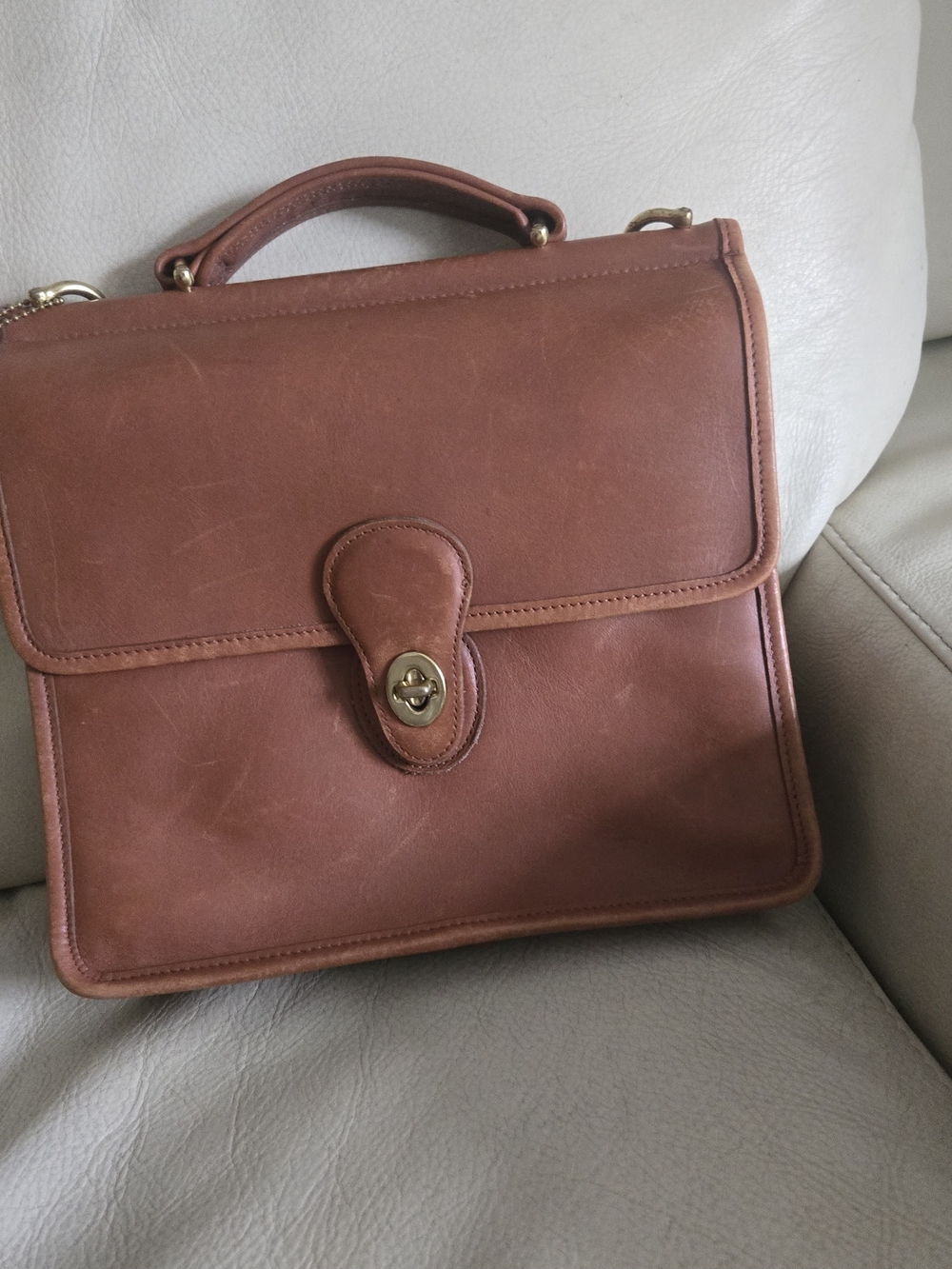 Coach Vintage Brown Leather Briefcase Crossbody 9927 - Picture 3 of 16